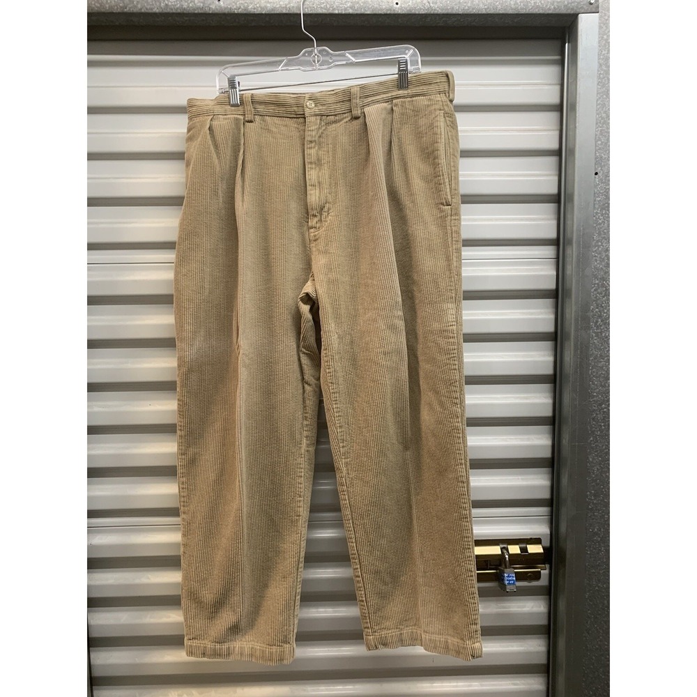 Polo Ralph Lauren Andrew Pleated Brown Corduroy Pants Trousers Men 38x28
